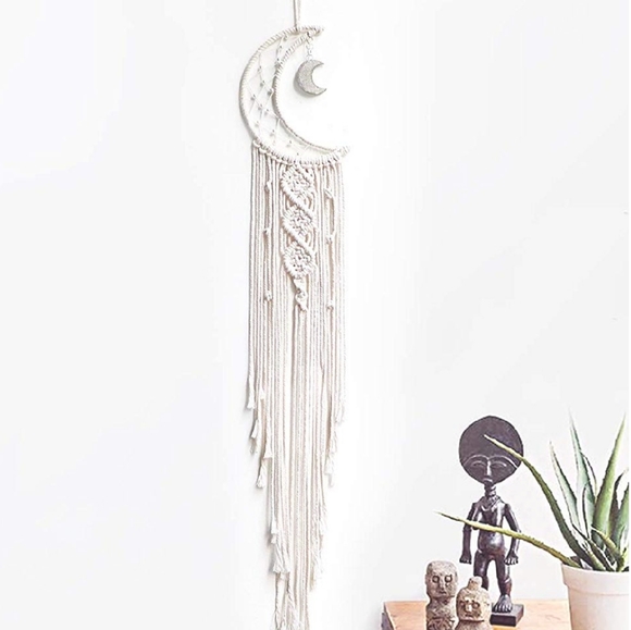 Macrame Wall Hanging Moon Fairy String Light Deco - Picture 4 of 8